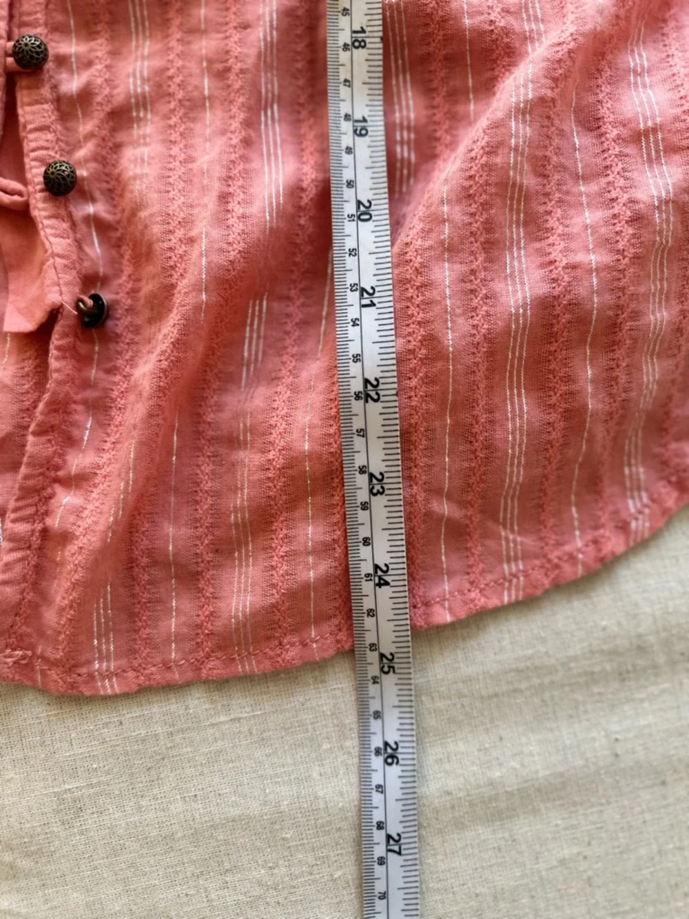 Pilcro by Anthropologie Women's Coral Stripe Button-Front Blouse Women’s Size XS - Picture 5 of 9